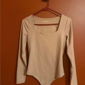 Abercrombie & Fitch Tan Long Sleeve Fitted Bodysuit